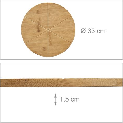Piatto per pizza in bambù 30 x 30 x 2 cm 6 parti uguali utilizzo pratico stile contemporaneo in bambù naturale 130003323