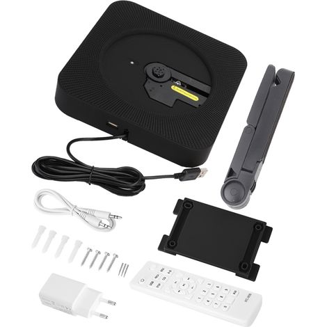 Enceinte CD Bluetooth Murale avec Télécommande - Lecteur Compact Noir pour l'UE (1/5)