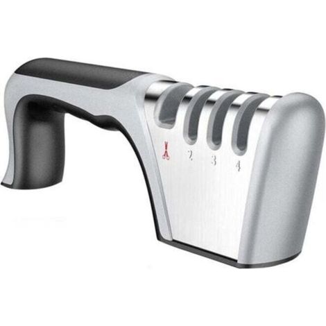 Pierre à aiguiser de cuisine, poignée confortable, gadget de cuisine, ciseaux à aiguiser, couteau de cuisine, aiguisoir polyvalent en acier inoxydable noir