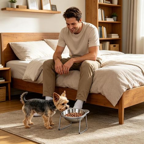 Gamelle surélevée pour chat – Gamelle avec support – Adaptée à votre intérieur : salon, cuisine, appartement, coin repas, coin de chambre ou pour vos moments de calme en solitaire. (1/5)