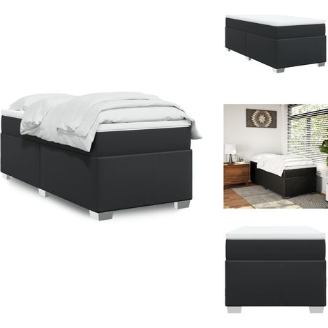 Boxspringbett mit Matratze Schwarz 100x200 cm Kunstleder - Boxspringbett - Boxspringbetten - Bett - Bett Mit Stauraum (1/5)
