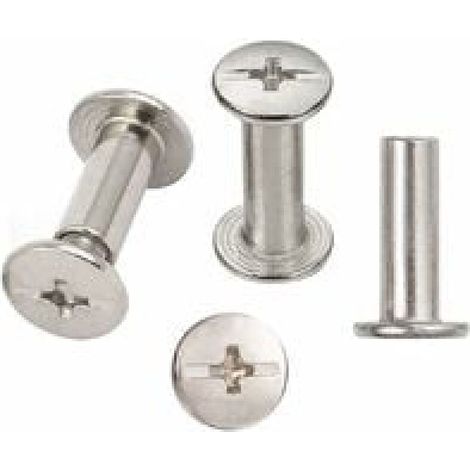 30-teiliges Buchschrauben-Set, vernickelte Buchschrauben, 5 mm x 15 mm, silberne Albumnägel, MUMU (1/4)
