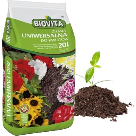 Universelle Gartenerde pH 5,5–6,5 für Blumen, 20 l