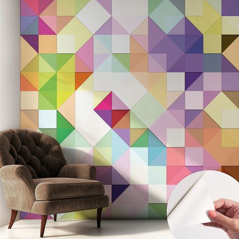Fotomurale adesivo - parete decorativa - decorazione casa - stile moderno parete - Forme colorate 250x250 cm (1/5)