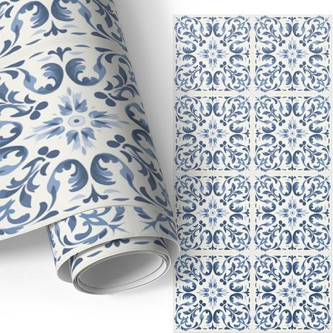 Möbelfolie - Klebefolie für Möbel - Selbstklebende - Deko-Folie für Küche Schrank Tisch & Fensterbank - Fliesenmuster 75x150 cm