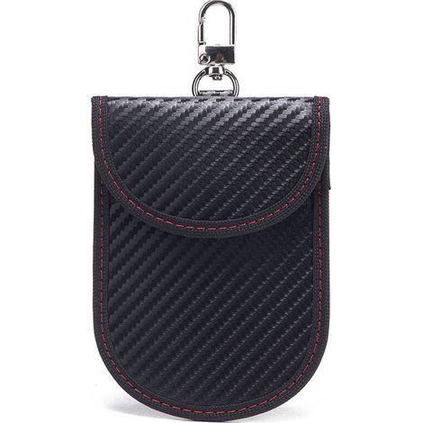 Etui Anti RFID Clé Voiture Signal Blocage Faraday Pochette Sac, Lot de 2 Pochettes Blocage Signal RFID pour Clé Voiture, Étui de Protection Anti RFID en Fibre de Carbone (1/4)