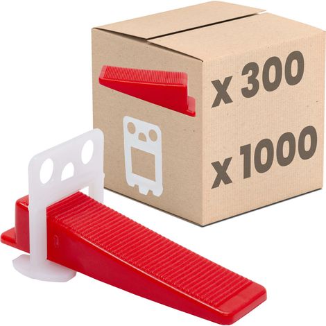Dalsys Fliesen Nivelliersystem, Verlegehilfe Set, Fliesenleger Werkzeug - 3mm Set: 1300tlg., 1000 Laschen + 300 Keile