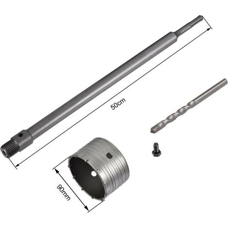 Fresa A Tazza 90 Mm Asta Prolunga 50 Cm Per Trapano Attacco Sds Plus
