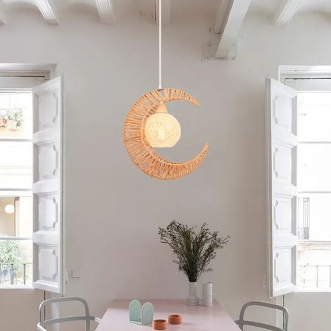 Lustre Suspension - - Vintage - Métal + Corde de Papier - 42 cm - E27 (1/5)