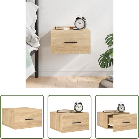 vidaXL Holz Nachttisch - Wand-Nachttisch Sonoma-Eiche 35x35x20 cm (1/5)