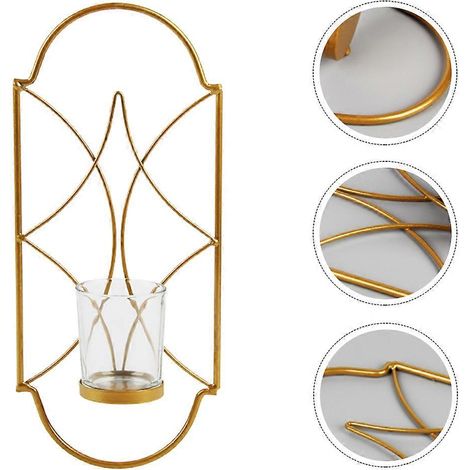 Bougeoir mural en fer doré compatible avec la décoration intérieure (1 pièce) - Design nordique créatif (1/4)