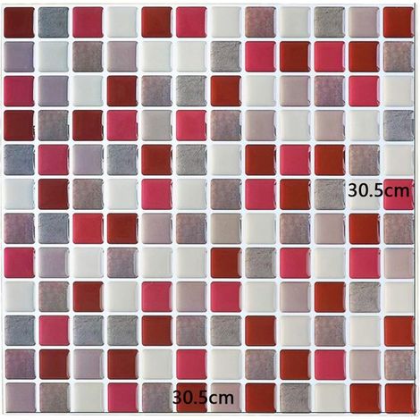 Carreau autocollant - 30,5 x 30,5 cm - 1 pièce - Carrelage mural autocollant - Imperméable et résistant à l'huile - Matériau décoratif mural - Matériau PET (1/4)