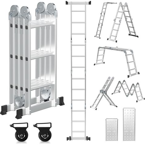 SWANEW Scala pieghevole Scaletta multiuso 4x3 gradini fino a 150kg Aluminum (1/5)