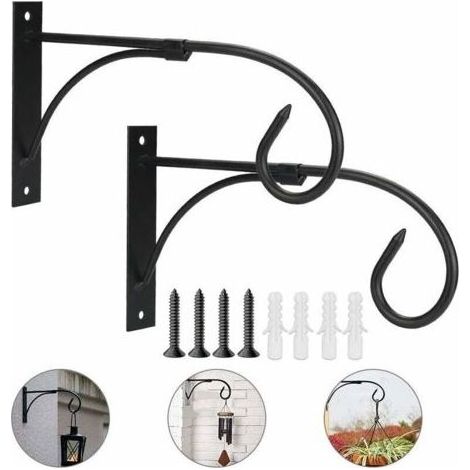 2 Pcs Crochet Suspension en Fer Forgé Support Plante Suspendue Anti-rouille Crochet Mural à Visser avec Tube d'Expansion Crochet Mural Plante pour Jardin Mangeoire À Oiseaux Planteur Lanterne (1/5)