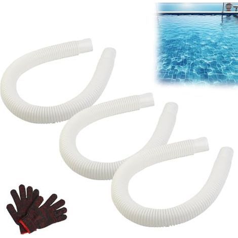 Tuyau skimmer - Tuyau piscine 40mm - Tuyau de rechange flexible pour écumoire de piscine, aspiration efficace et installation rapide, 76 cm (3pc) (1/5)