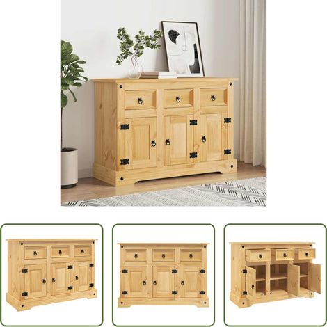 vidaXL Buffet marron - Buffet « Corona » marron 112 x 44 x 78 cm Bois massif Pin mexicain (1/5)