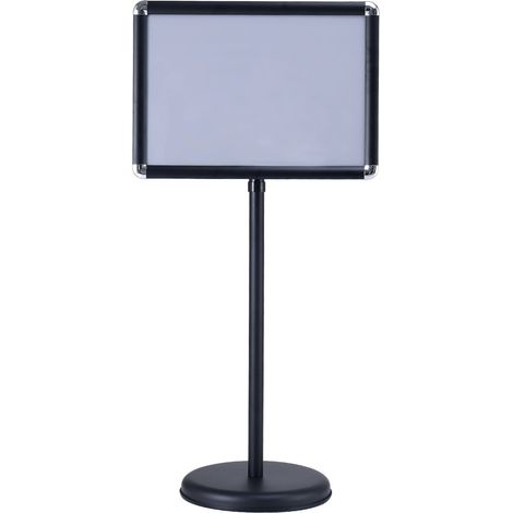 Porte-affiche réglable 89,5 x 33 x 28 cm usage intérieur et extérieur socle lesté design moderne en alliage d'aluminium noir (1/2)