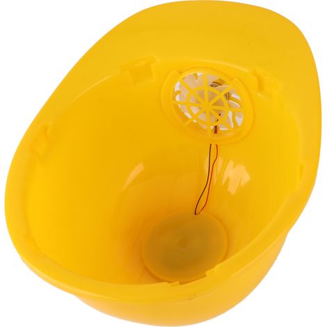 Casque de chantier ventilé avec cellule solaire rafraîchissante, protection solaire, visière pare-soleil, jaune, pour extérieur été (1/5)