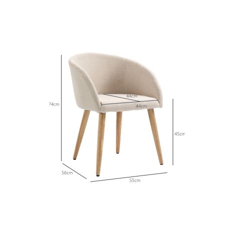 Lot de 2 chaises rembourrées, design scandinave, chaises rembourrées avec pieds en bois, patins antidérapants, capacité 150 kg, beige (1/5)
