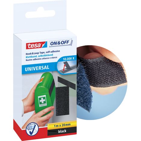 Ruban adhésif Velcro TESA, noir, 1 m x 20 mm (1/2)
