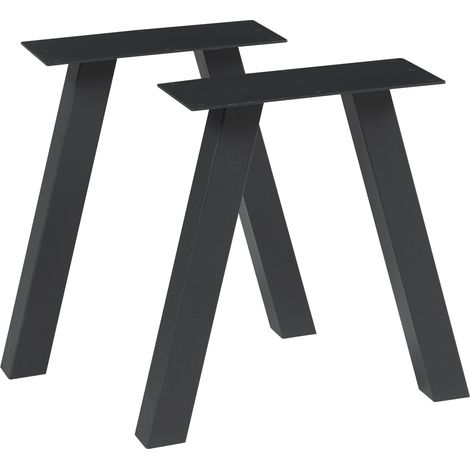 Set di 2 Gambe Mariager per Mobili 'Fai da Te' - Altezza 42 cm - Acciaio Nero [en.casa]