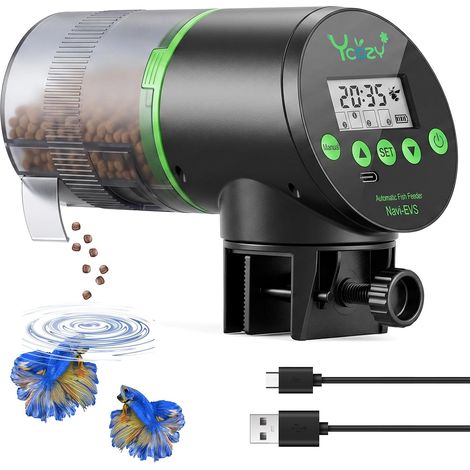 Aquarium Distributeur de Nourriture Poisson Rechargeable Ecran LCD Type-C Distributeur Automatique Poisson pour Vacance (1/5)