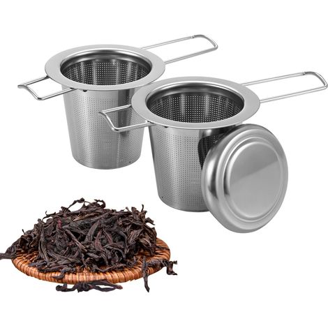 Infuseur Thé en 304 à avec Poignée et Couvercle Pliables 2 Pièces Acier inoxydable Acier