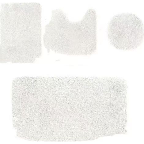 Tapis De Bain Lot De 4 Blanc 4 Dimensions 40x80 Cm 40x60 Cm 40x50 Cm 40x38 Cm Salle De Bain