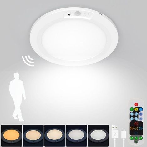 Plafonnier LED avec detecteur de mouvement,sans Fil Lampe de plafond Dimmable Rechargeable avec Télécommande,pour Cuisine, Salon (1/5)