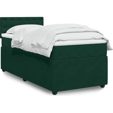 vidaXL Sommier à lattes de lit avec matelas Vert foncé 90x200 cm (1/5)
