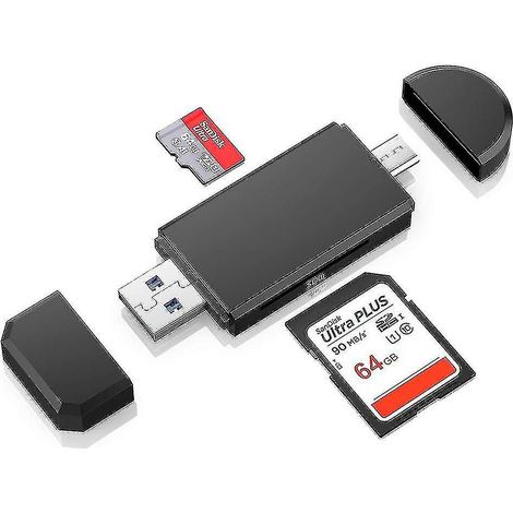 Lecteur de cartes USB 3.0, lecteur de cartes SD/micro SD haute vitesse, adaptateur pour cartes mémoire (1/3)