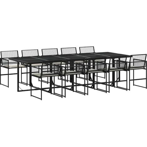 Maison Exclusive - Set de comedor jardín 11 pzas con cojines ratá (1/5)