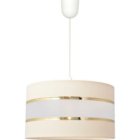 Helam HELEN Plafonnier Suspension Cylindrique Ecru, Doré, Blanc 35cm