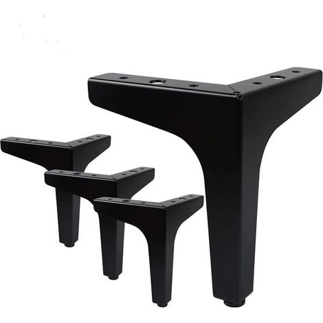 Pieds de meubles de rechange - Modernes - Métal - Noir - Lot de 4 - Hauteur 15 cm (1/4)