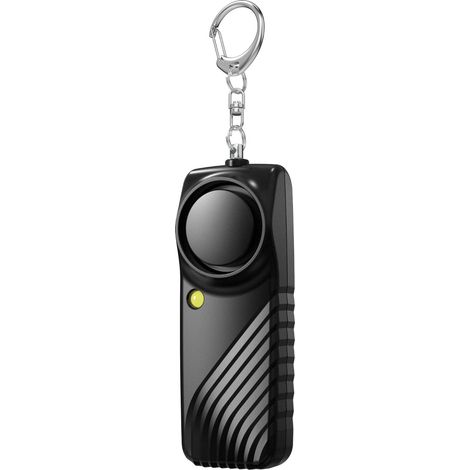 Alarme de sécurité personnelle avec pile - Porte-clés d'alarme d'urgence 130 dB avec lumière LED noire (1/4)