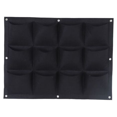 Biodegradable Jute Bags for Planting 79x59.5cm 12 Pockets for Planters and Vertical Crops Felt Black (1/4)