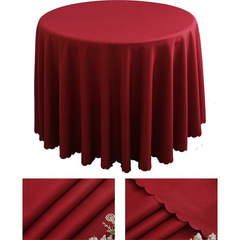 Nappe ronde en polyester lavable en machine - Bordeaux - Ø 140 cm (1/5)