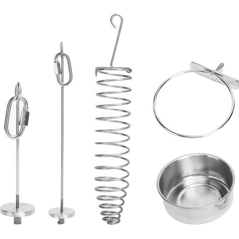 Lot de 4 mangeoires pour perroquets en acier inoxydable, distributeur de fruits et autres aliments pour oiseaux, jouet de recherche de nourriture pour perroquets (1/5)