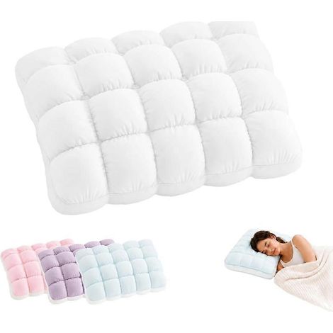 Oreiller rafraîchissant effet guimauve, oreiller matelassé frais au toucher pour adultes, oreiller moelleux et léger comme un nuage avec soutien de la nuque et du dos. (1/5)