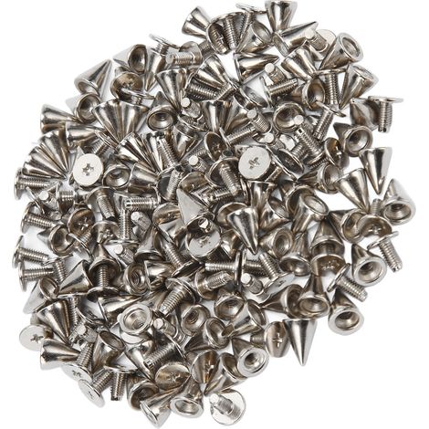 200 rivets argentés, clous décoratifs en métal pour ceinture, rivets punk coniques en forme de balle (représentant mère et fille) et vis (1/5)