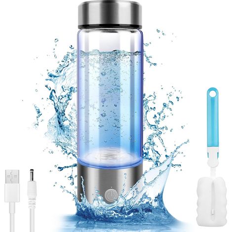 Bouteille d'eau à Hydrogène, 420ML Bouteille d'eau d'hydrogène, Générateur d'hydrogène, Machine d'ioniseur d'eau Portable à Hydrogène, Tasse de Santé en Verre pour les Voyages à Domicile (1/5)