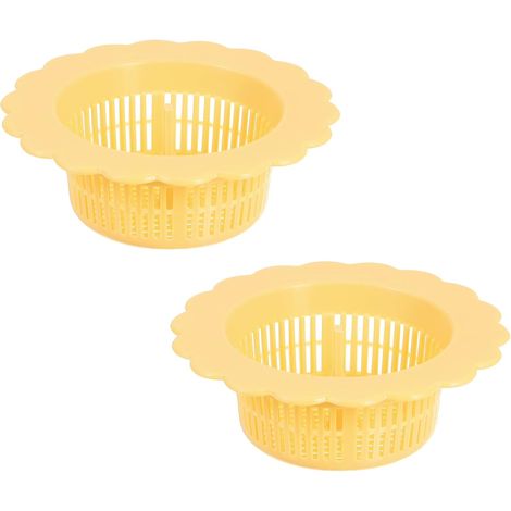Filtre de bonde d'évier, crépine en plastique, récupérateur de cheveux, convient pour les cuisines, salles de bains et balcons, jaune, lot de 2 unités - AquaForge (1/5)