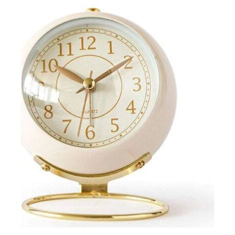Horloge en métal avec base en verre convexe (blanche) - convient pour une utilisation à la maison ou au bureau. (1/5)