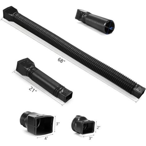Extension Gouttière Flexible Noire 2 Pièces 53-173cm Connecteur Drainage Eau Pluie Allonge Tuyau Descente (1/4)