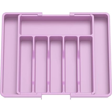 Range Couverts, Plateau d'Ustensiles Extensible pour Tiroir, Organisateur de Tiroir Réglable pour la Cuisine, Rangement Compact en Plastique pour Cuillères, Fourchettes, Violet