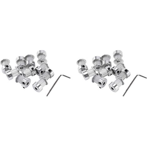 Poulie synchrone de distribution 2GT à 20 dents, alésage 5 mm, pour courroie de 10 mm de largeur, 2 m, jeu réduit, 20 dents, lot de 20. (1/5)