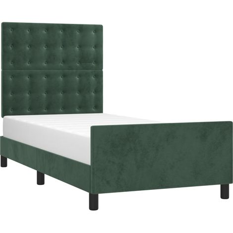 vidaXL Giroletto senza Materasso Verde Scuro 100x200 cm in Velluto (1/4)