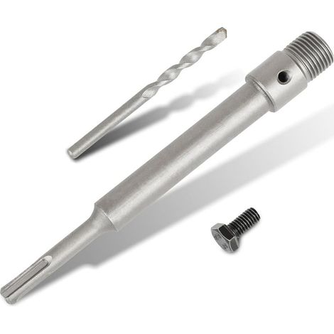 Adaptateur SDS Plus 200 mm + Foret hélicoïdal + Vis de positionnement, Pour Scie à Cloche Trépan Béton (1/5)