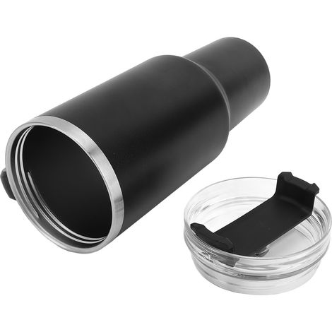 Bouteille isotherme de 1,2 L (40 oz) avec paille et poignée, en acier inoxydable noir. (1/5)