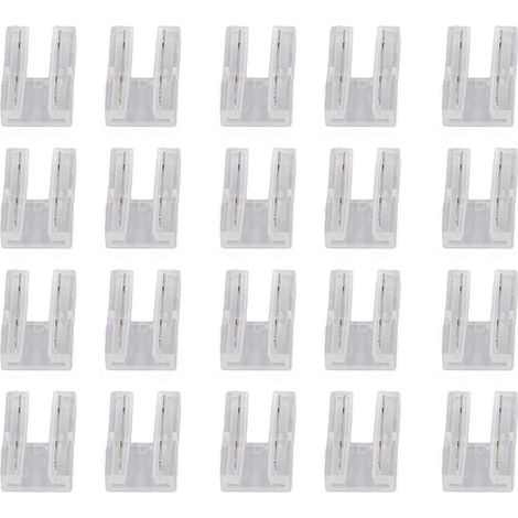 Connecteur de bande LED FCOB COB, 8mm, 0,31 pouces, Transparent, sans soudure, fil à 2 broches, 20 pièces